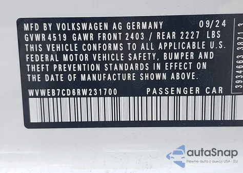 2024 Volkswagen Golf R 2.0T from USA, damaged, VIN WVWEB7CD6RW231700
